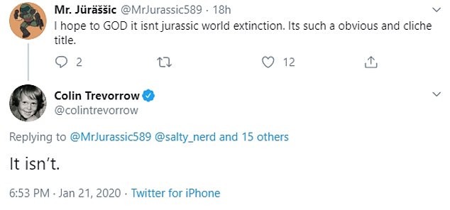 Teasers: While Trevorrow has not elaborated, he previously confirmed on Twitter that he has a name in mind