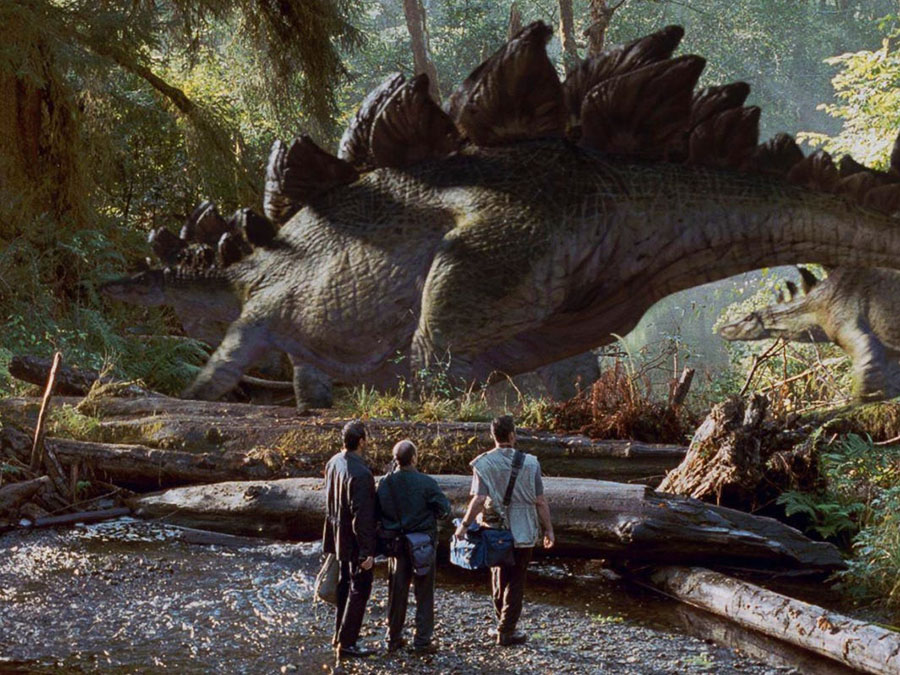 In the 1997 movie "The Lost World: Jurassic Park," a herd of stegosaurus meet a group of scientists. Universal