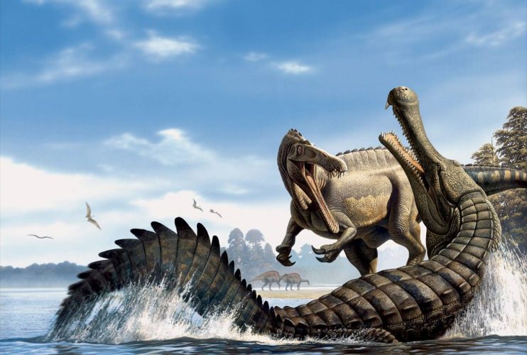 Sarcosuchus imperator vs Suchomimus by Raúl Martín