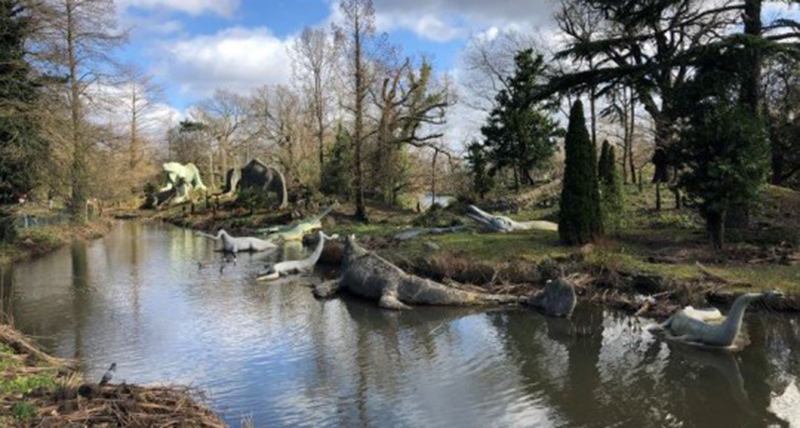 The South London statues which date back to the 1850s (Picture: Friends of Crystal Palace Dinosaurs)