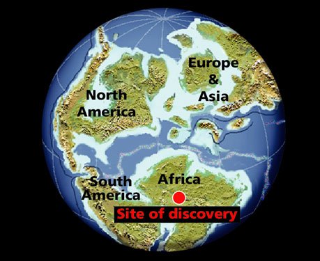 The SuperCroc fossils were found in sub-Saharan Africa, in what is now Niger. The map above shows the Earth as it may have looked about 110 million years ago, when Sarcosuchus imperator lived. Map by Ron Blakey