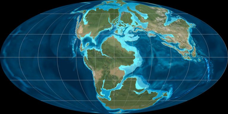 The world, Late Jurassic, 150 Ma, Global Paleogeographic Views of Earth History, NAU