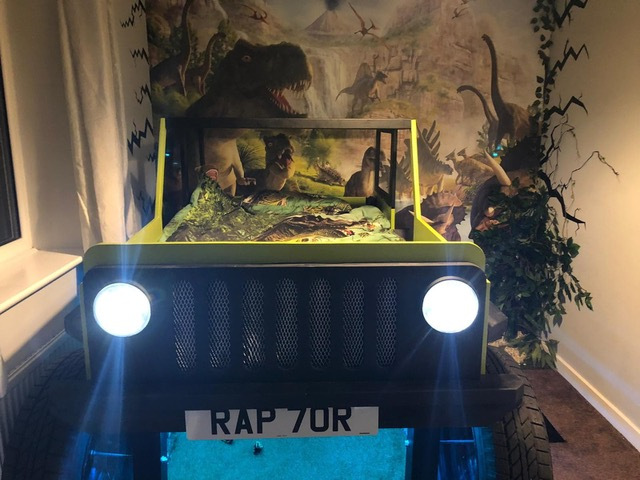 They made a Jeep bed to be the focal point of the themed bedroom. Credit: Latestdeals.co.uk