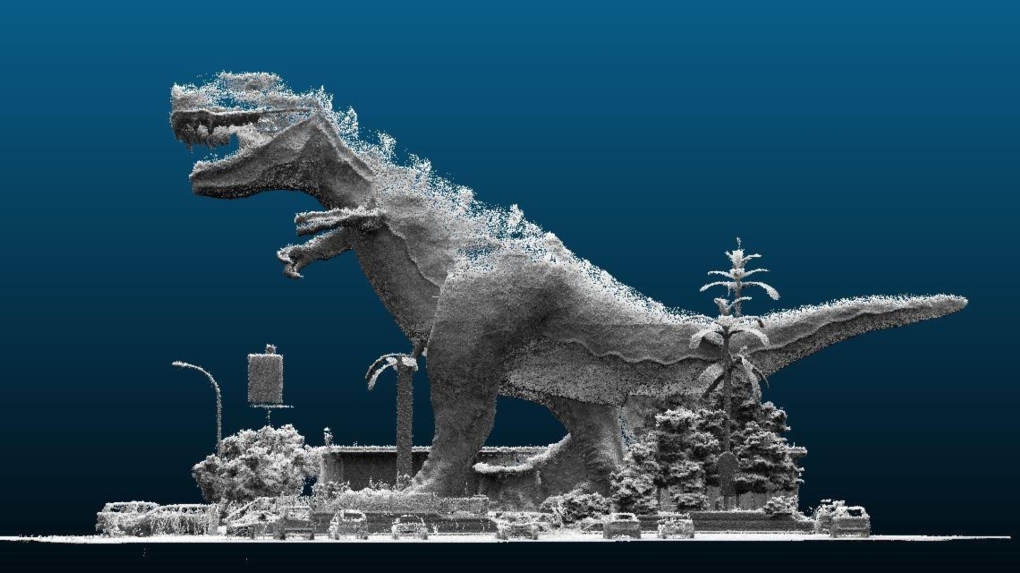'The World's Largest Dinosaur' in Drumheller, Alta. was captured in a 3D scan, seen here. (Source: GeoSLAM)