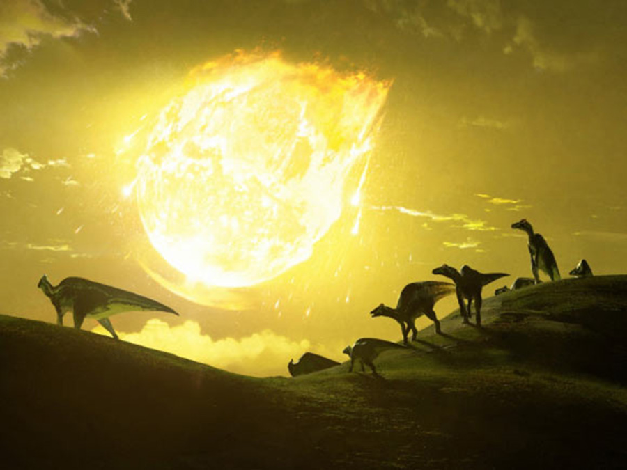 The Chicxulub impactor hit Earth at an angle of about 60 degrees, which is among the worst-case scenarios for the lethality of the impact by the production of climate-changing gases. Image credit: Chase Stone.