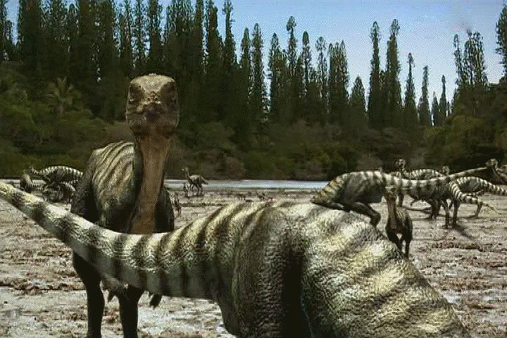 Qantassaurus and Timimus flee by 2195razielim